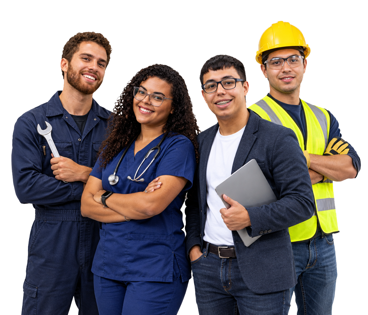 Estudiantes de la UPR Técnica en diversas profesiones como la mecánica, enfermería, negocios y construcción